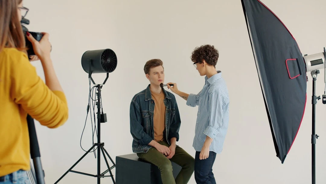 professional portrait photography studio setup with professional lighting