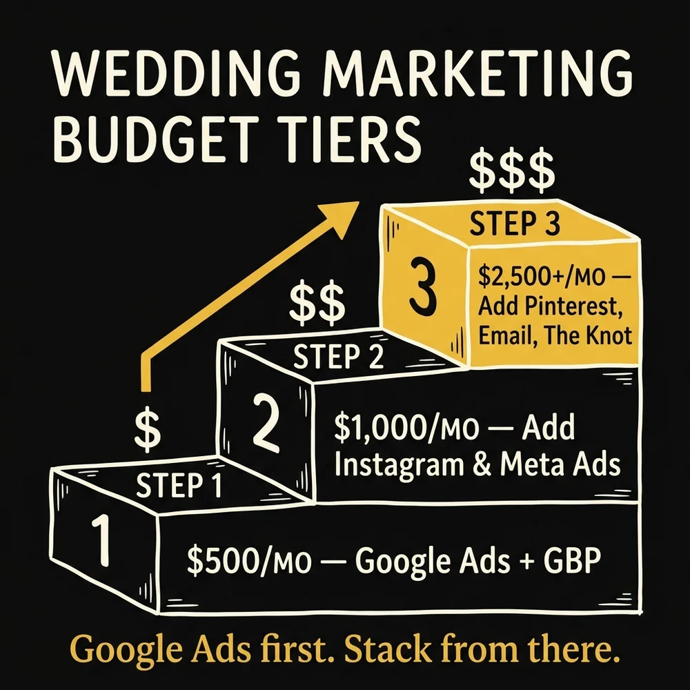 Where to redirect your wedding photography marketing budget: from directory spend to retargeting, Google Ads, and the full Meta funnel