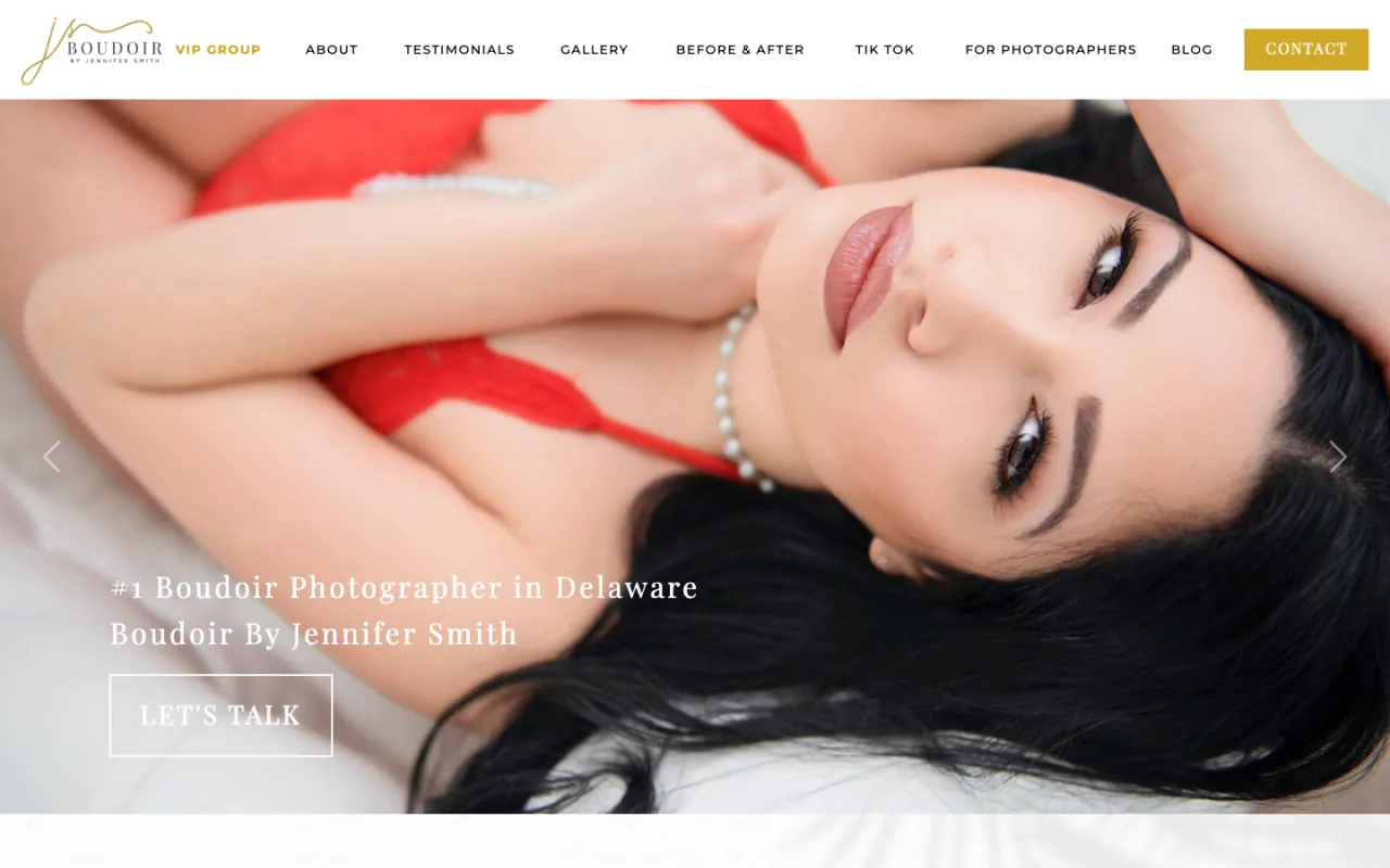 Boudoir by Jennifer Smith live Showit photography website
