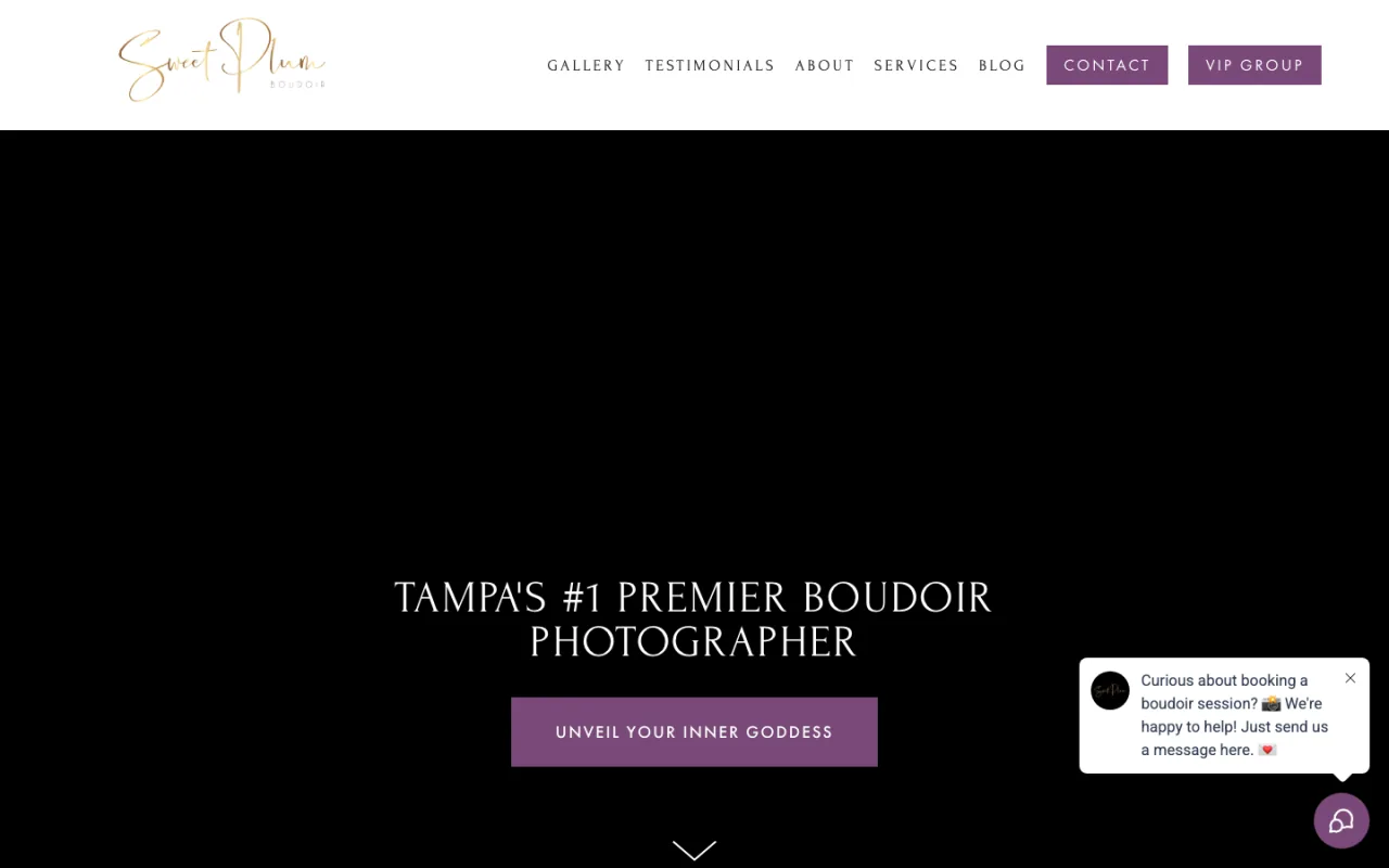 Sweet Plum Boudoir live Squarespace photography website