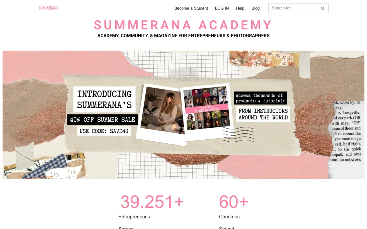 Summerana live WordPress photography education website
