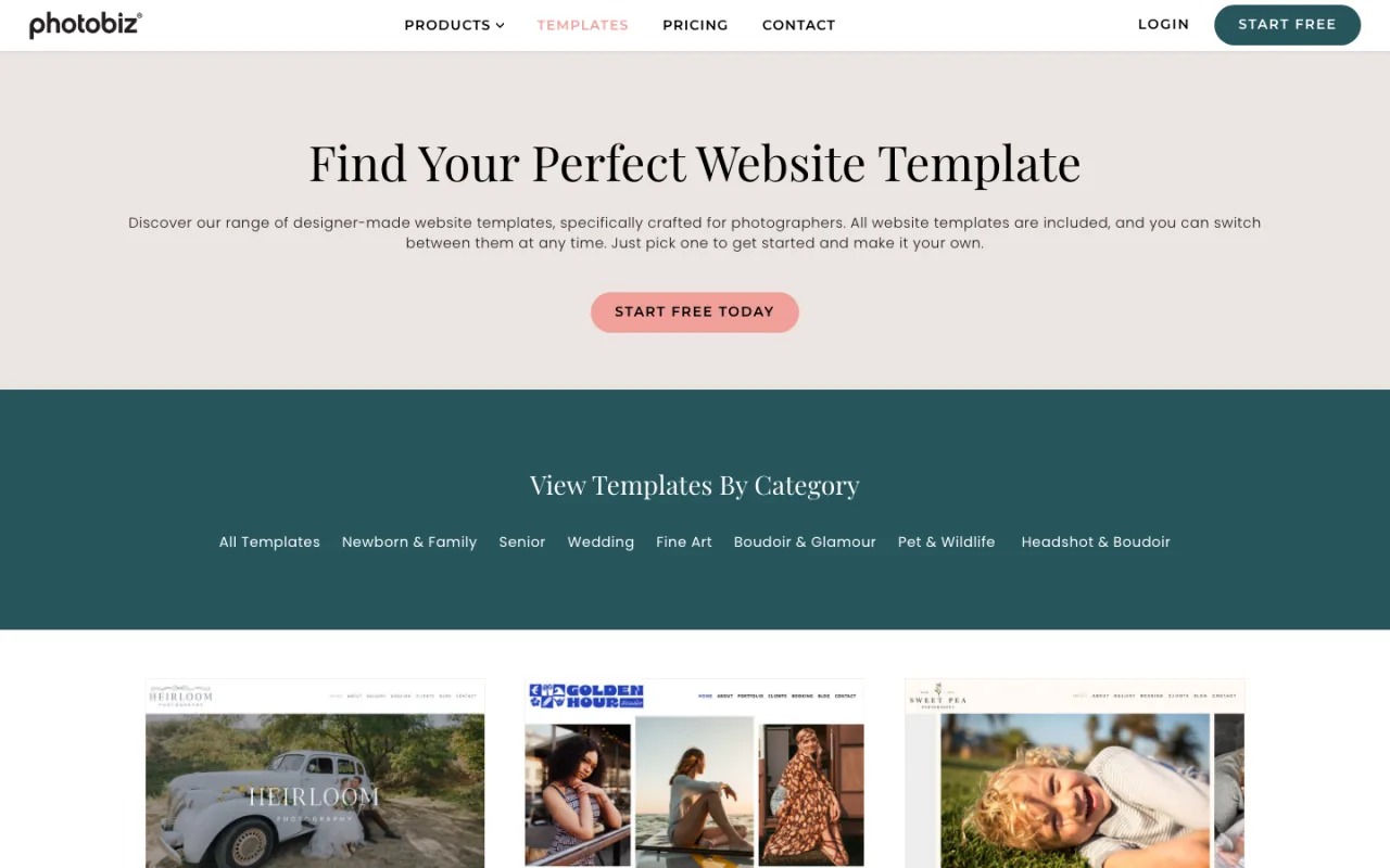 PhotoBiz official photography website templates