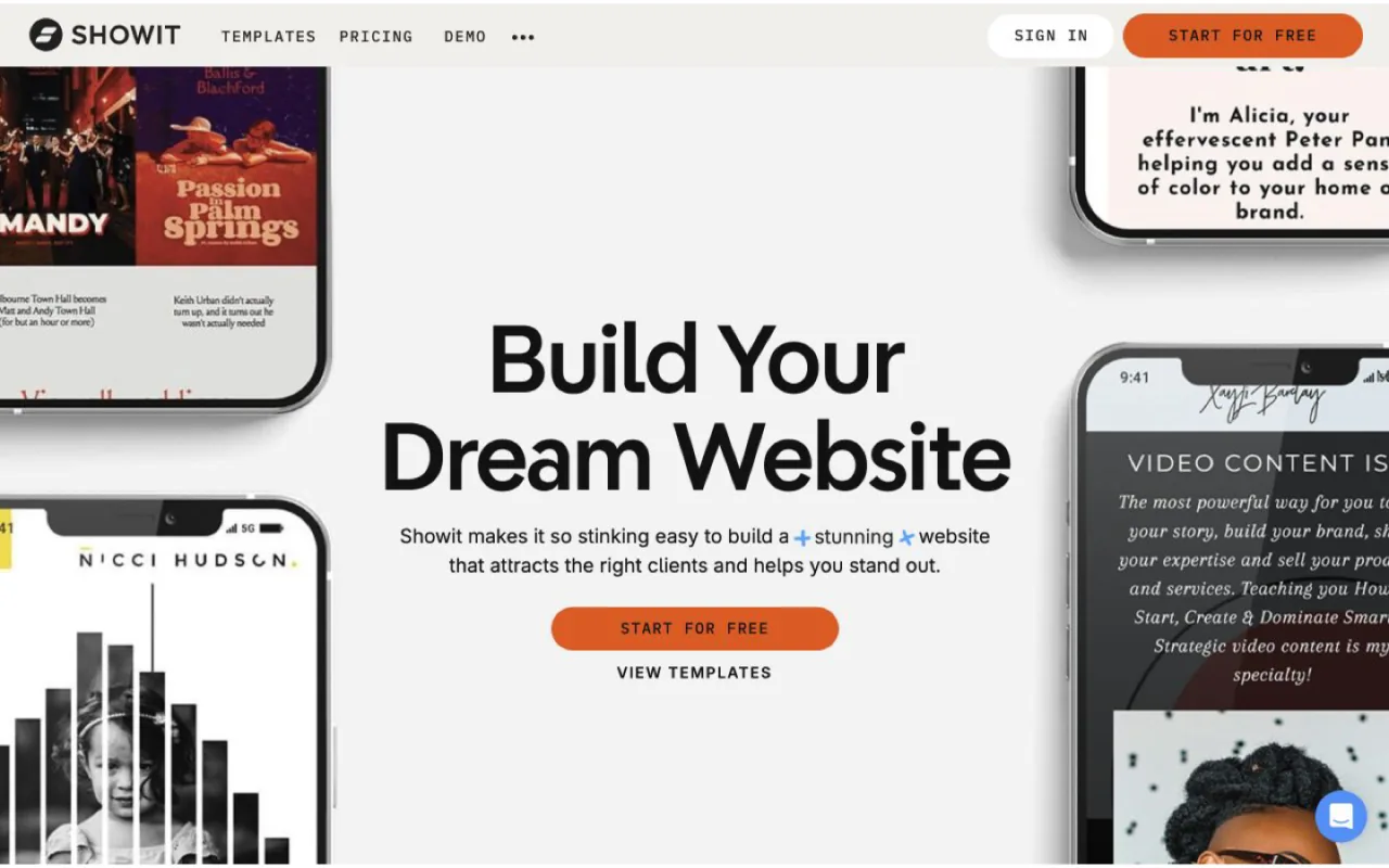 Showit official website builder homepage for photographers