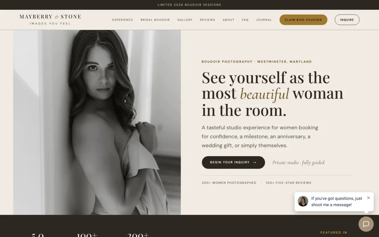 Mayberry and Stone custom Next.js photography website built by Photography to Profits